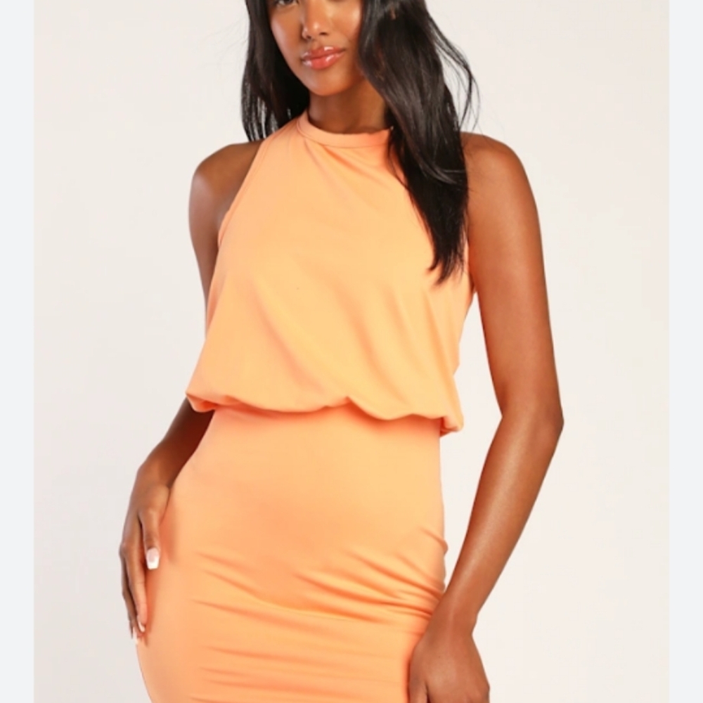 Lulu's Radiant Orange Sleeveless Midi Dress